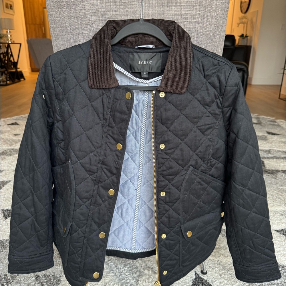 J. Crew Black Quilted Barn Jacket